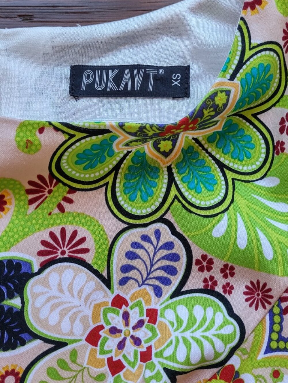 Pukavt Floral Dress Fit & Flare Sz XSmall 'Flower Power' Mod Indie Retro Hippie - Picture 2 of 11